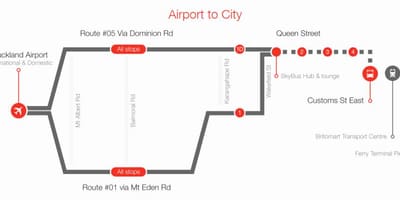 אוקלנד skybus כביש מפה